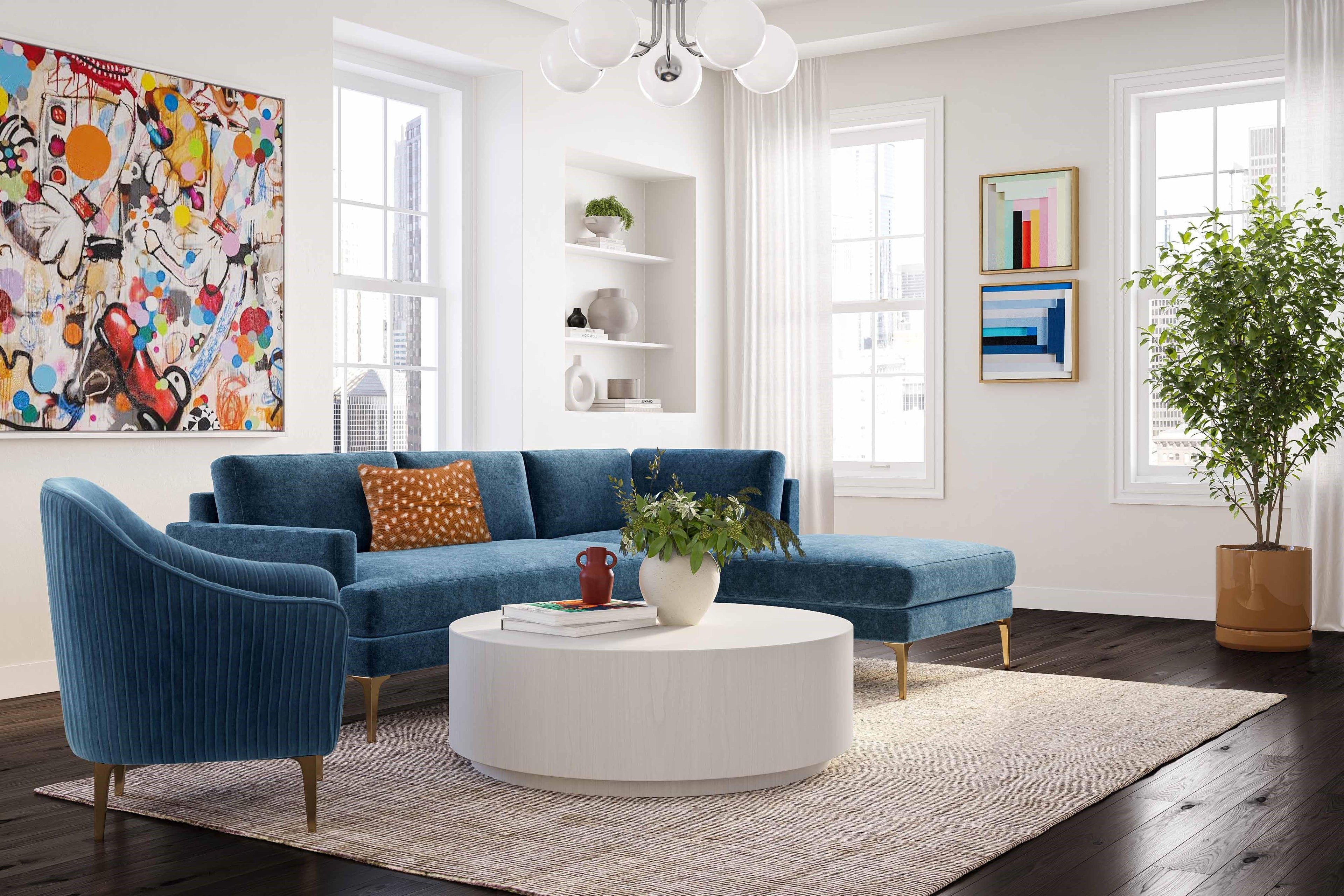 Serena 3-Piece Performance Velvet Chaise Sectional