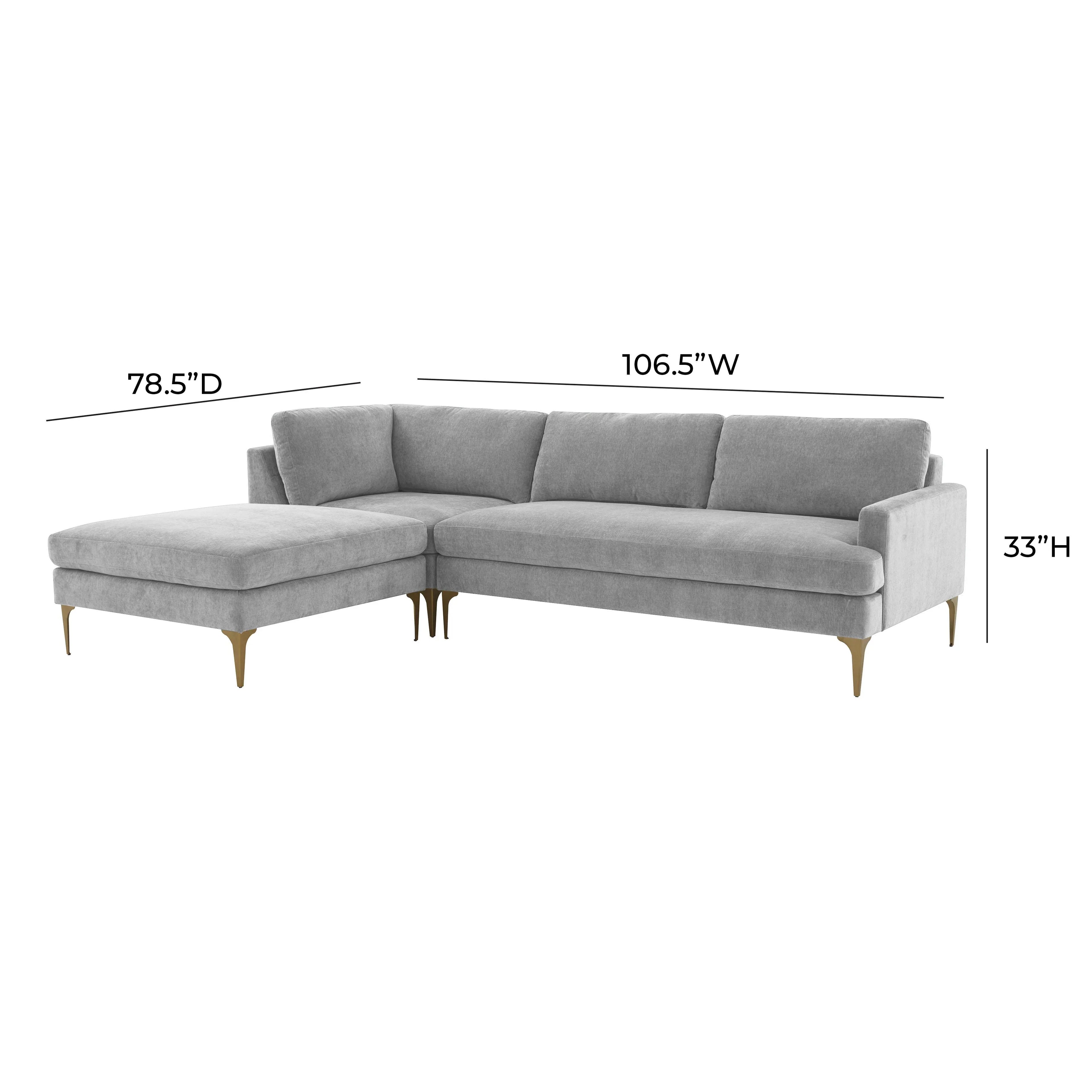 Serena 3-Piece Performance Velvet Chaise Sectional