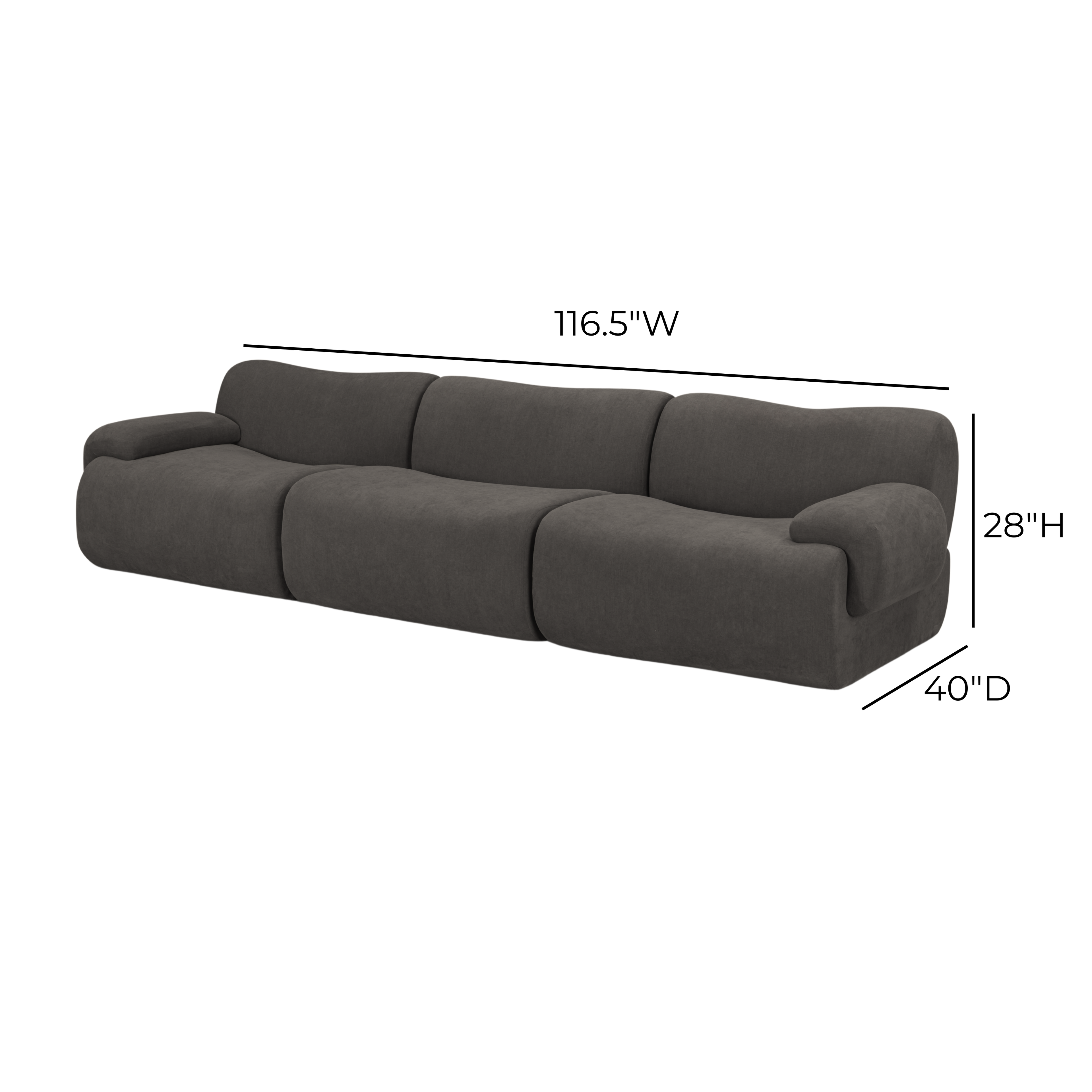 Zenith 116.5" Contract-Grade Upcycled Fabric Modular Sofa