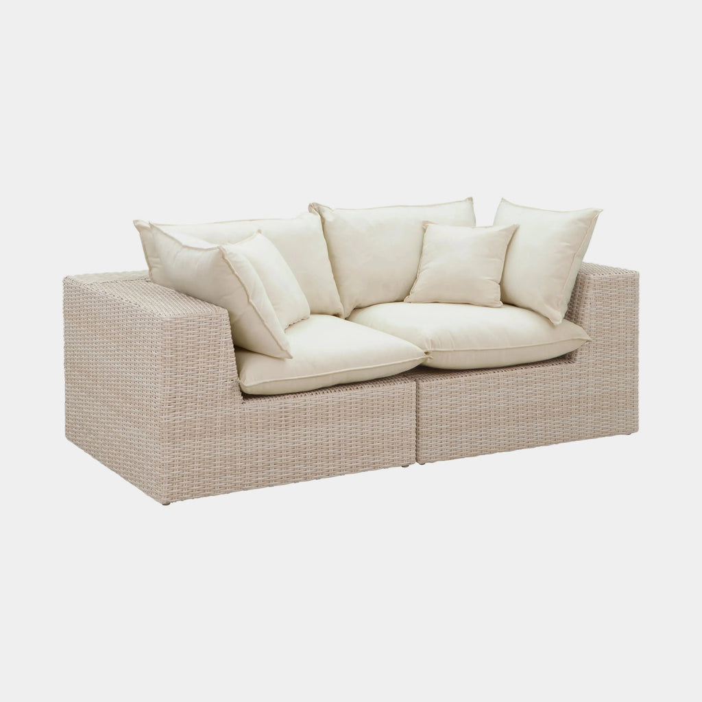 Cali 80" Natural Wicker Outdoor Modular Loveseat