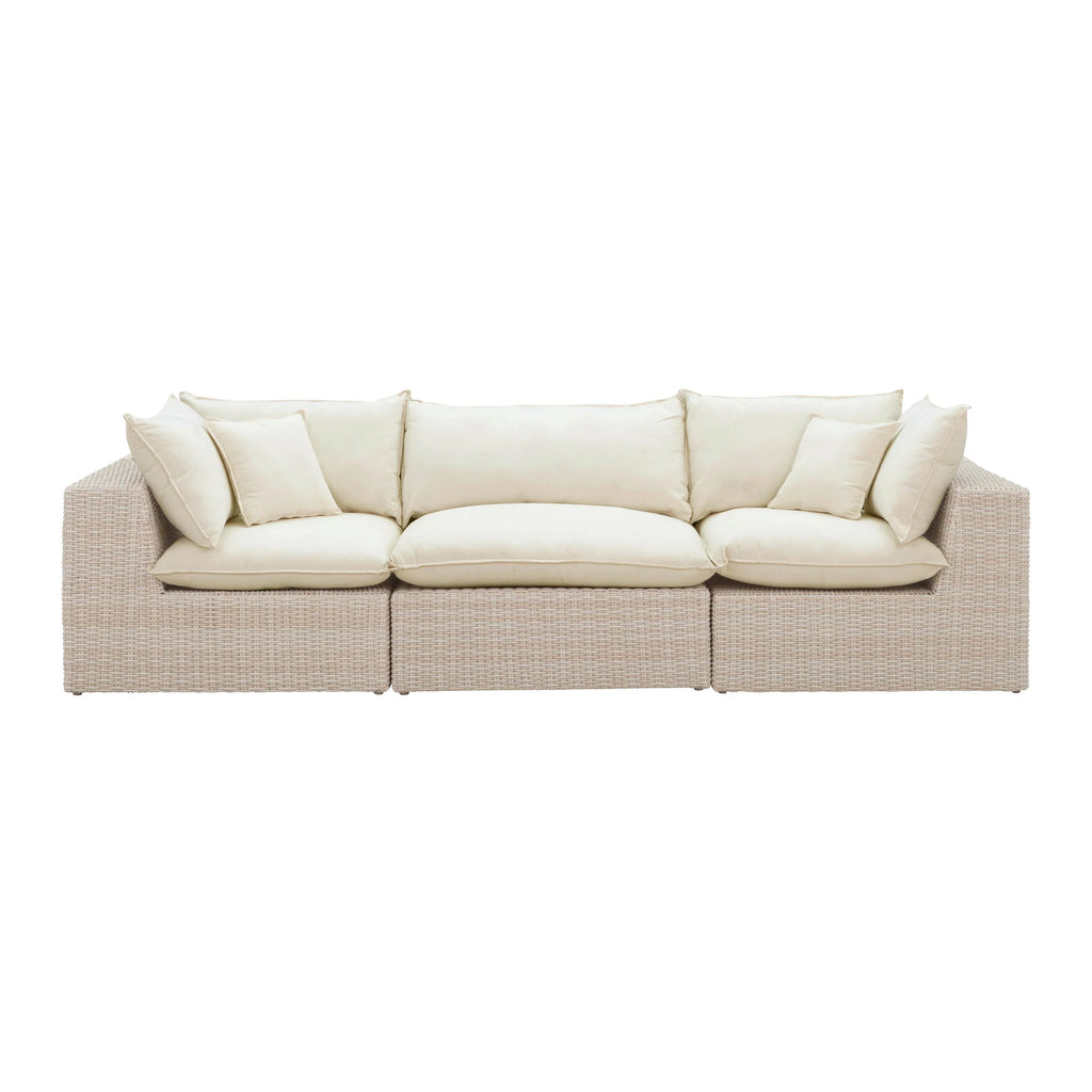 Cali 120" Natural Wicker Outdoor Modular Sofa