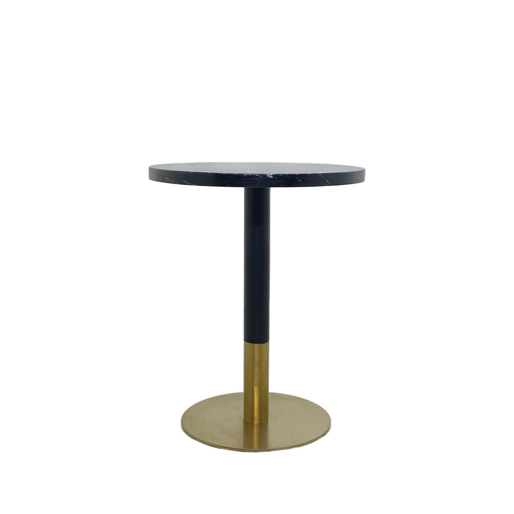 Orbit Continental Tea Round Table Stone Top - Black Pole