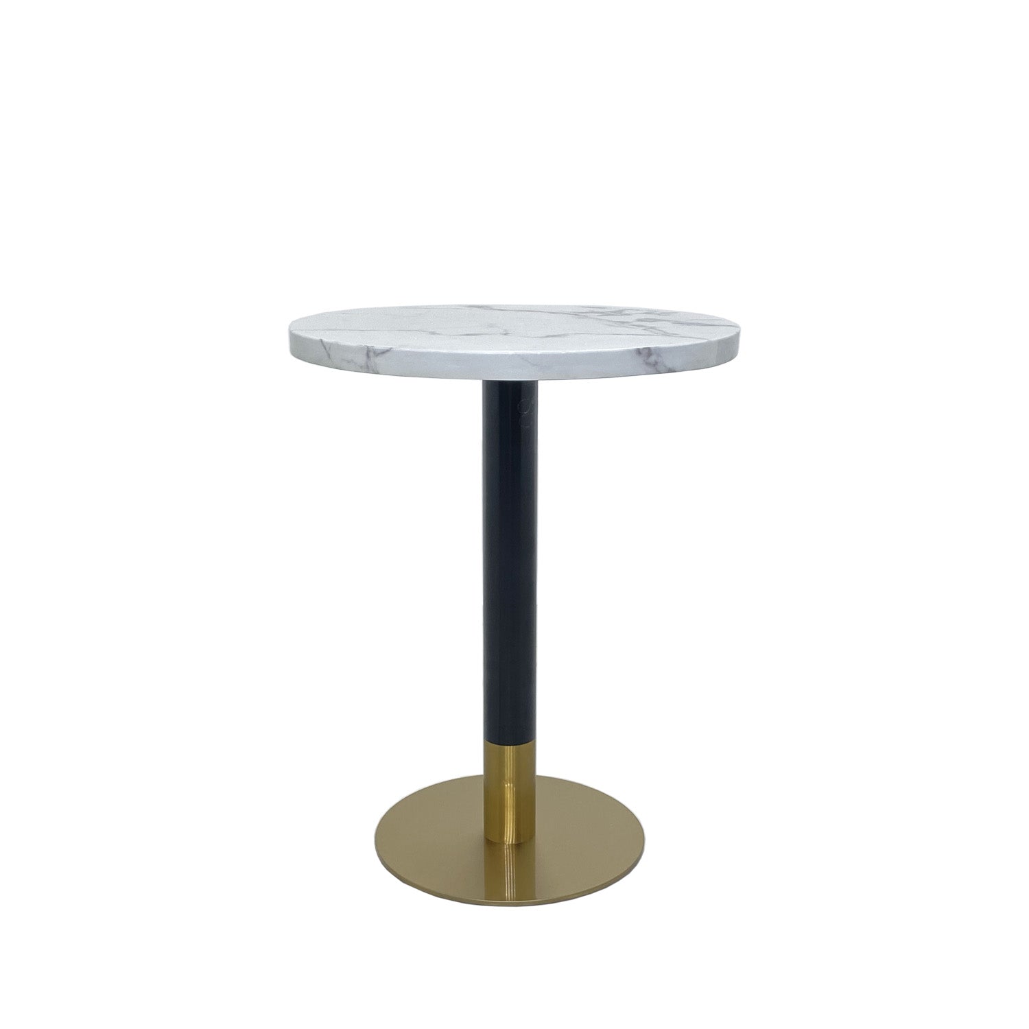 Orbit Continental Tea Round Table Stone Top - Black Pole