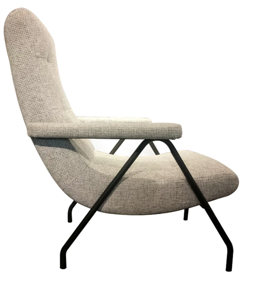 Retro Lounge Chair - Light Grey Tweed
