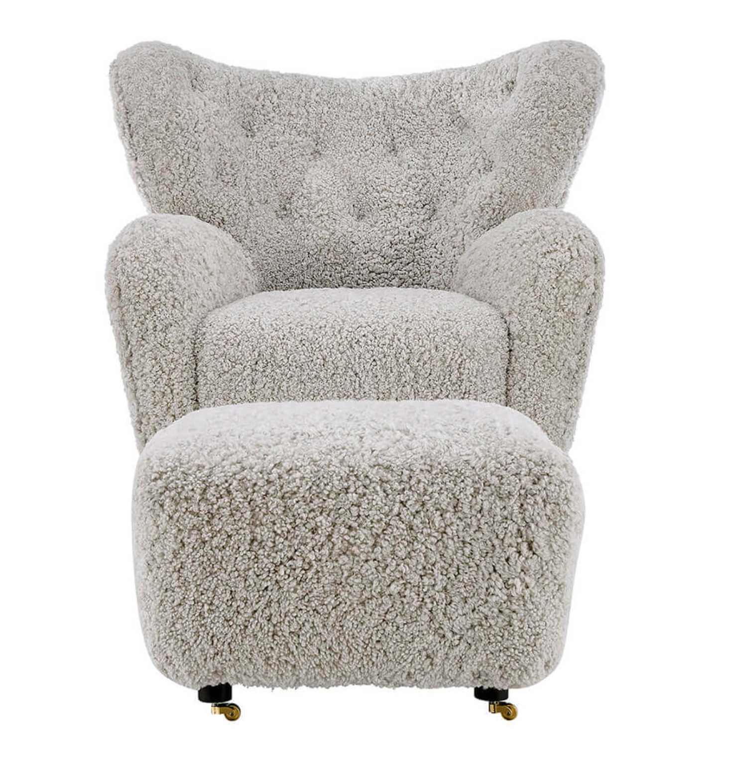 Flemming Lassen The Tired Man Lounge Chair & Footstool in Genuine Sheepskin