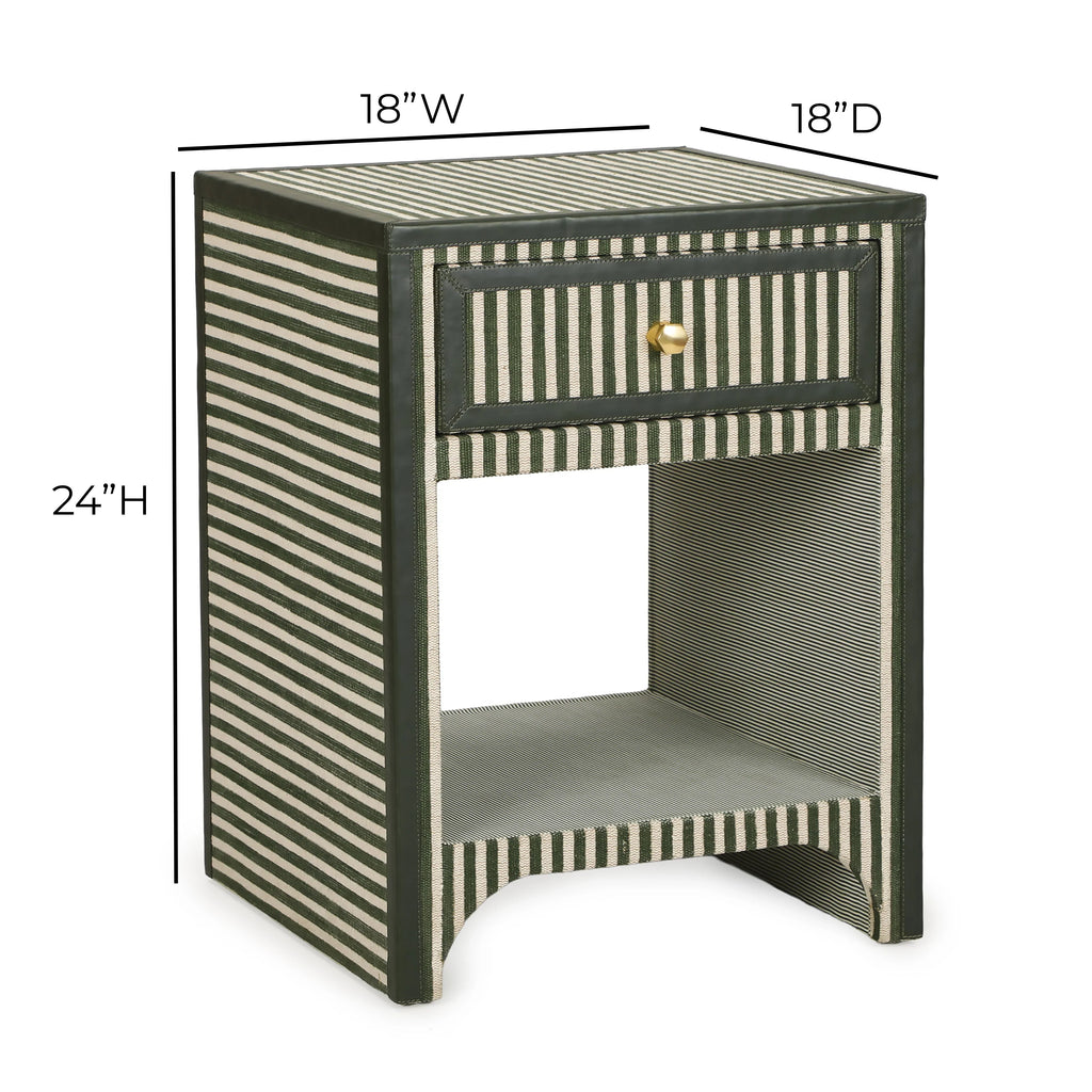 Kora 18" Cotton Jute 1-Drawer Contract-Grade Nightstand