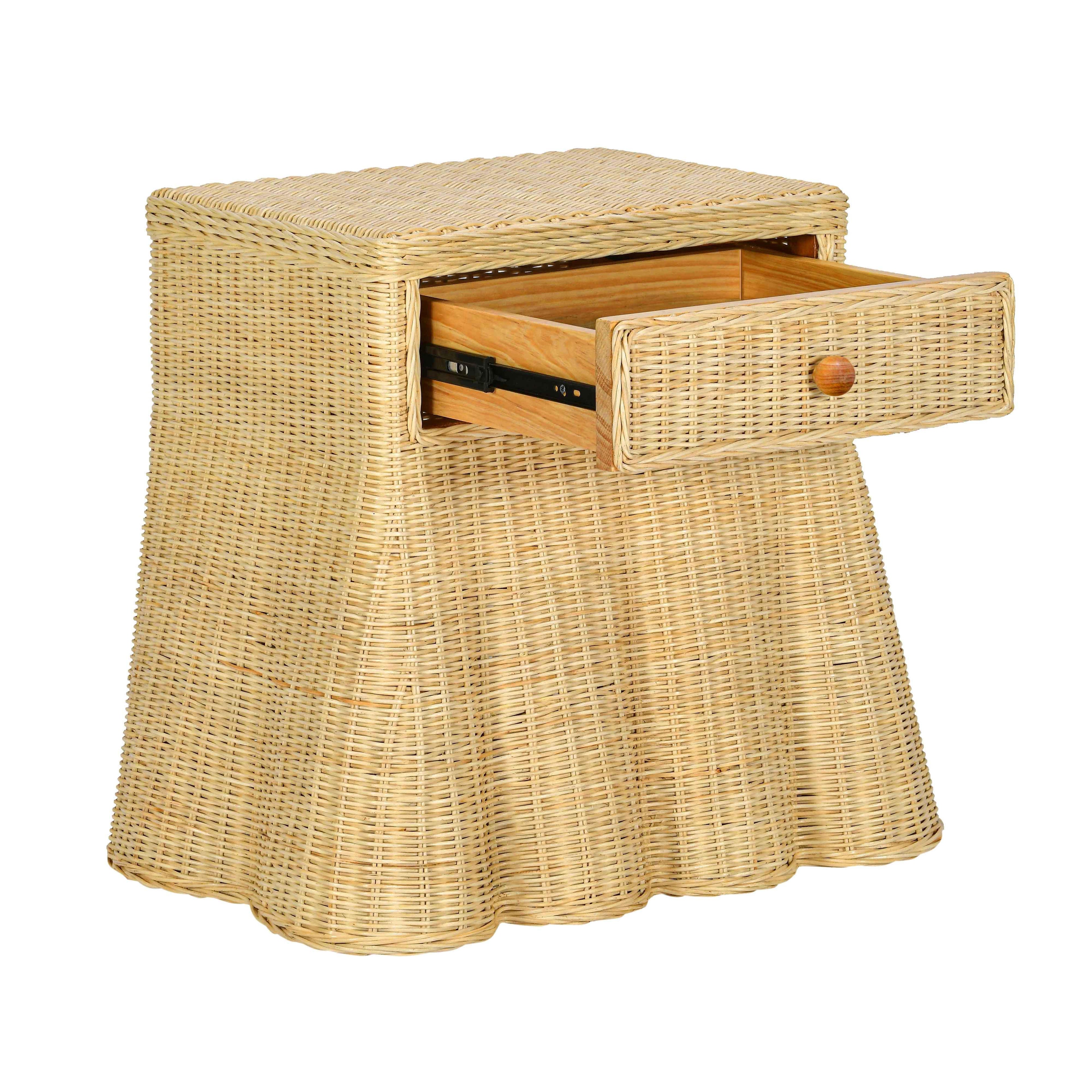 Pentra 25" Natural Rattan Nightstand With Drawer