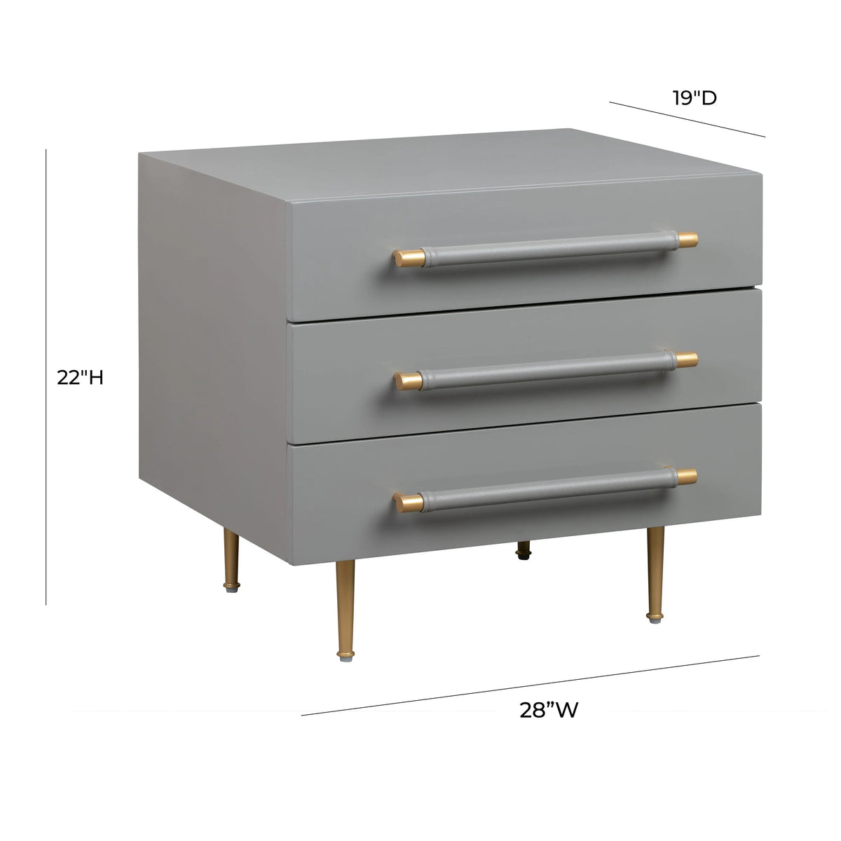 Trident 28" 3-Drawer Nightstand