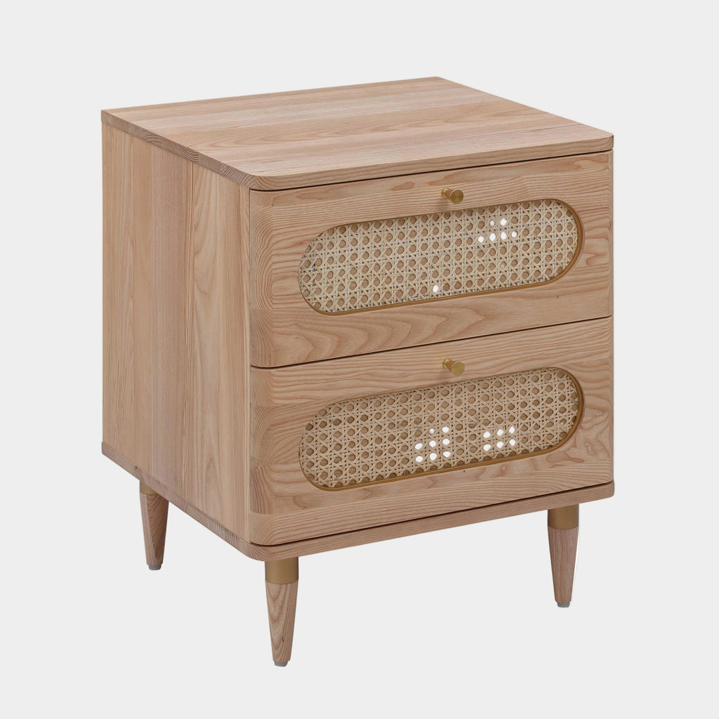 Carmen 19" Natural Ash and Cane 2-Drawer Nightstand