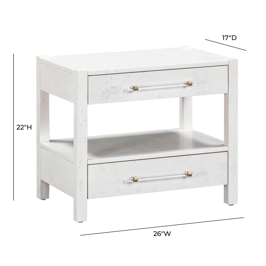 Brandyss 26" Burl 2-Drawer Nightstand