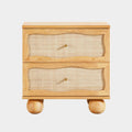 Grappa 22" Wood & Raffia Wavy 2-Drawer Nightstand