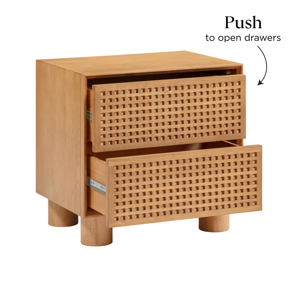 Miles 22" Natural Wood 2-Drawer Nightstand