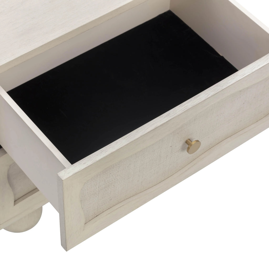 Grappa 22" Wood & Raffia Wavy 2-Drawer Nightstand