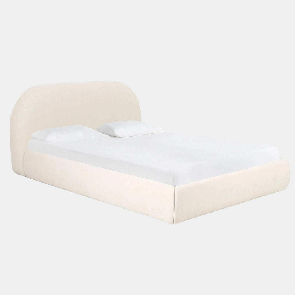 Bara Cream Textured Performance Velvet Bed