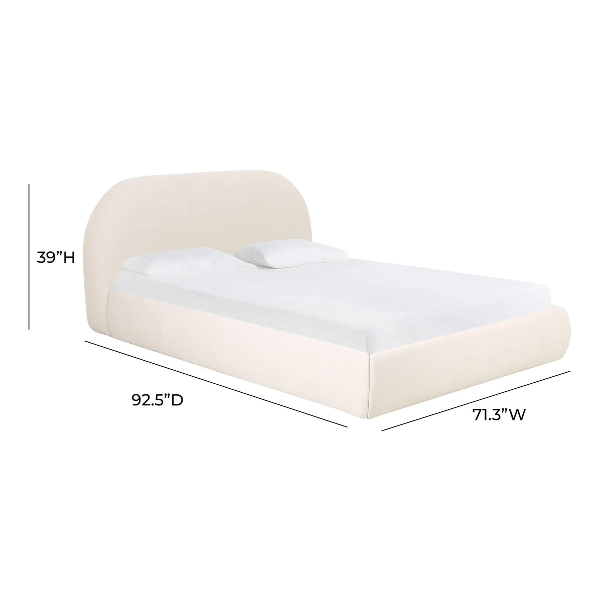 Bara Cream Textured Performance Velvet Bed