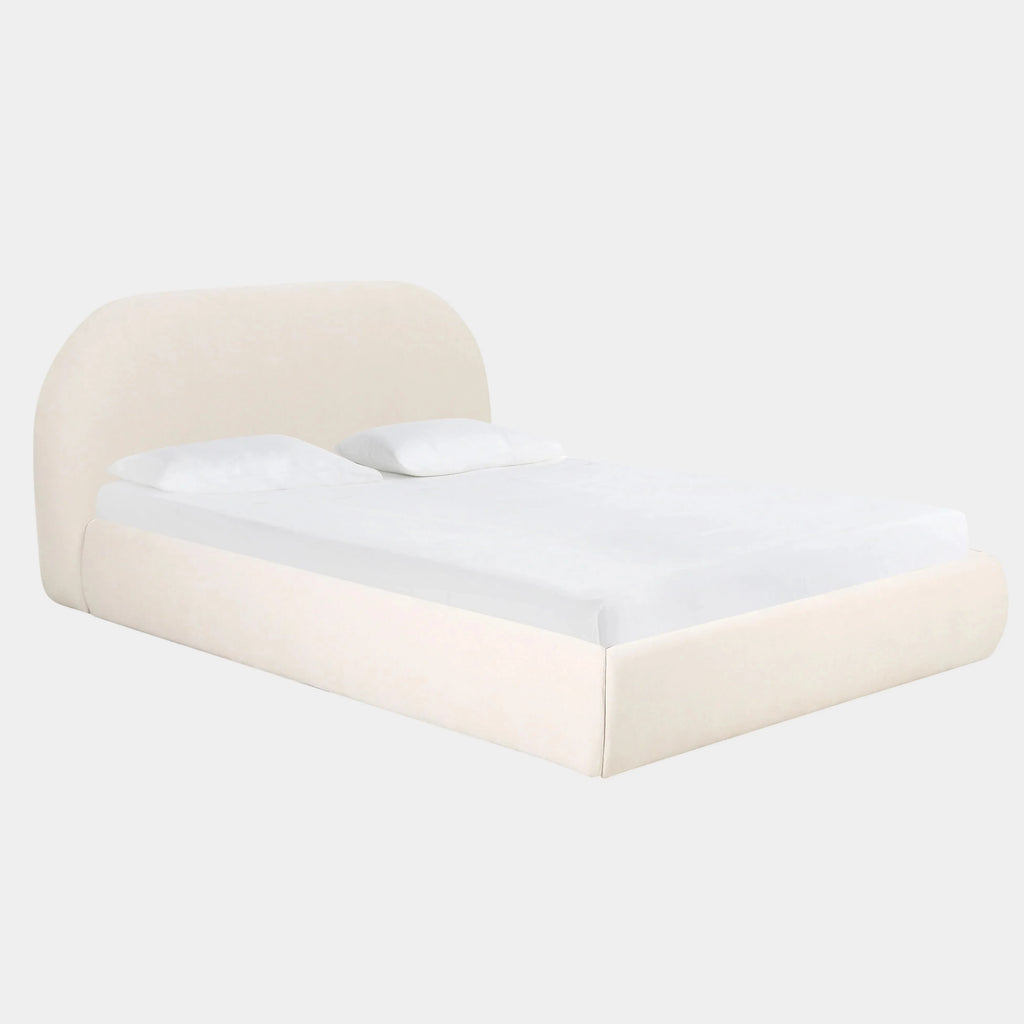 Bara Cream Textured Performance Velvet Bed