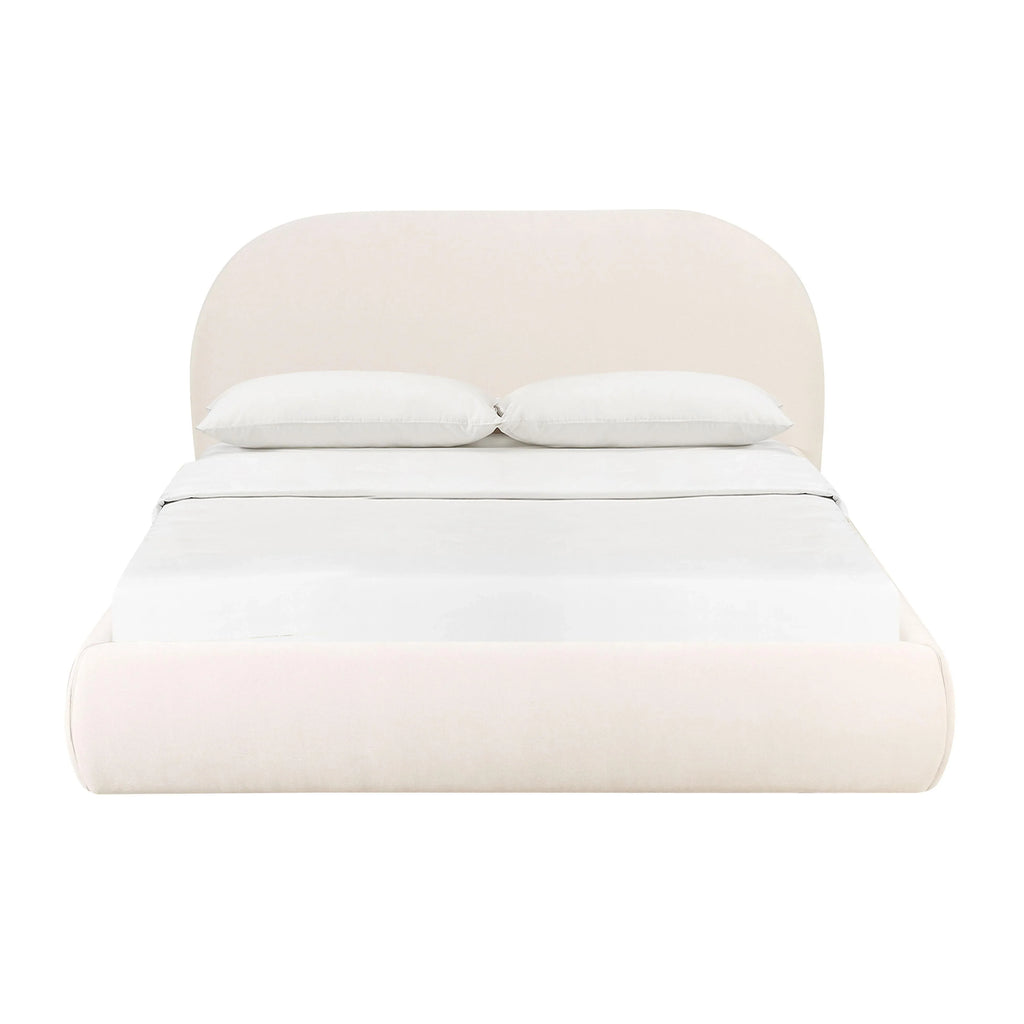 Bara Cream Textured Performance Velvet Bed