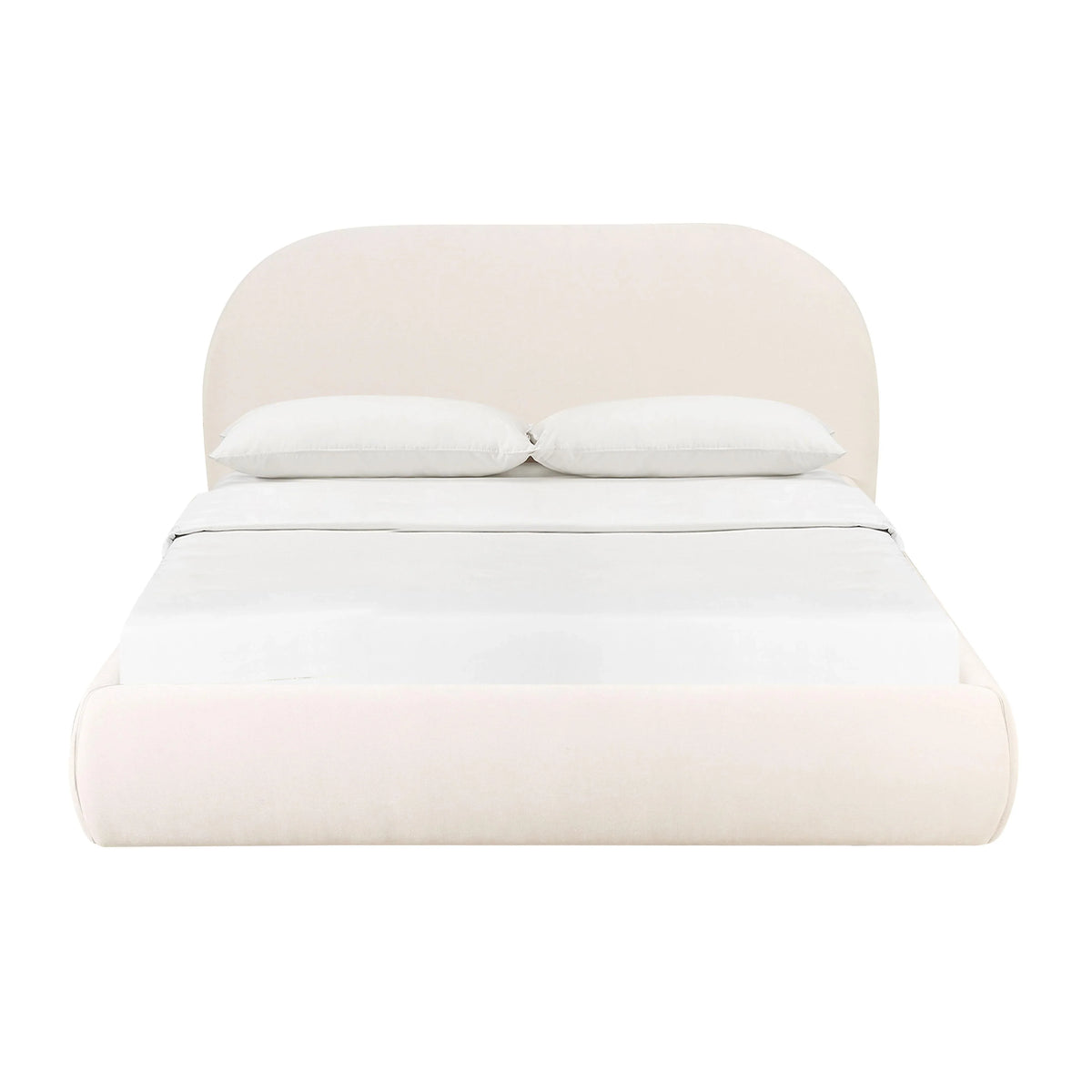 Bara Cream Textured Performance Velvet Bed