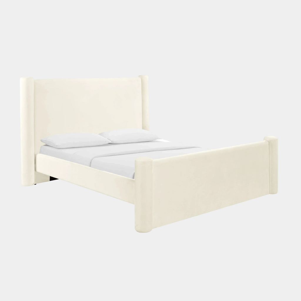 Athara Cream Velvet Bed