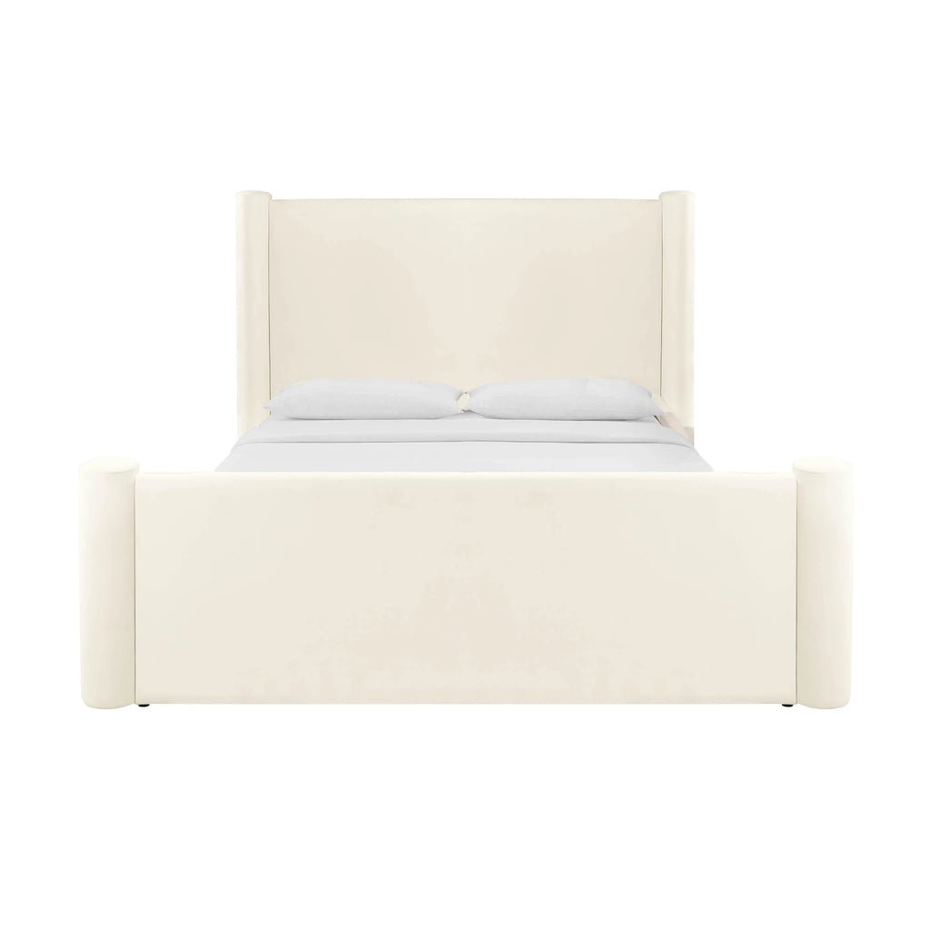 Athara Cream Velvet Bed