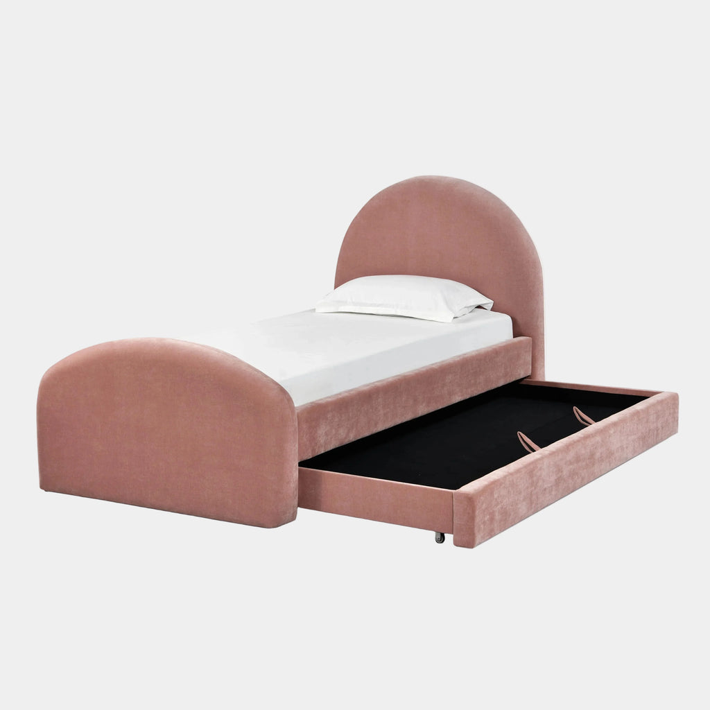 Moon Rose Upcycled Contract-Grade Chenille Twin Trundle Bed