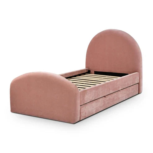 Moon Rose Upcycled Contract-Grade Chenille Twin Trundle Bed