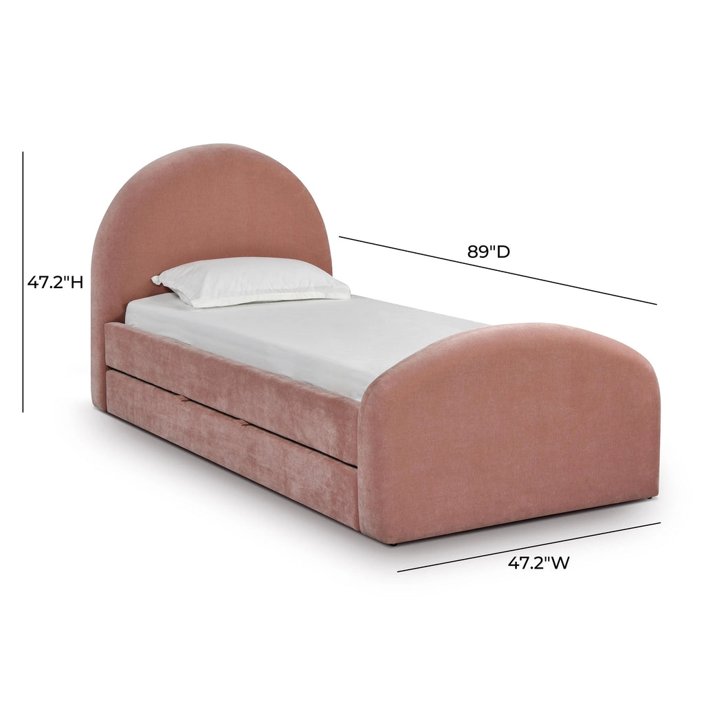 Moon Rose Upcycled Contract-Grade Chenille Twin Trundle Bed