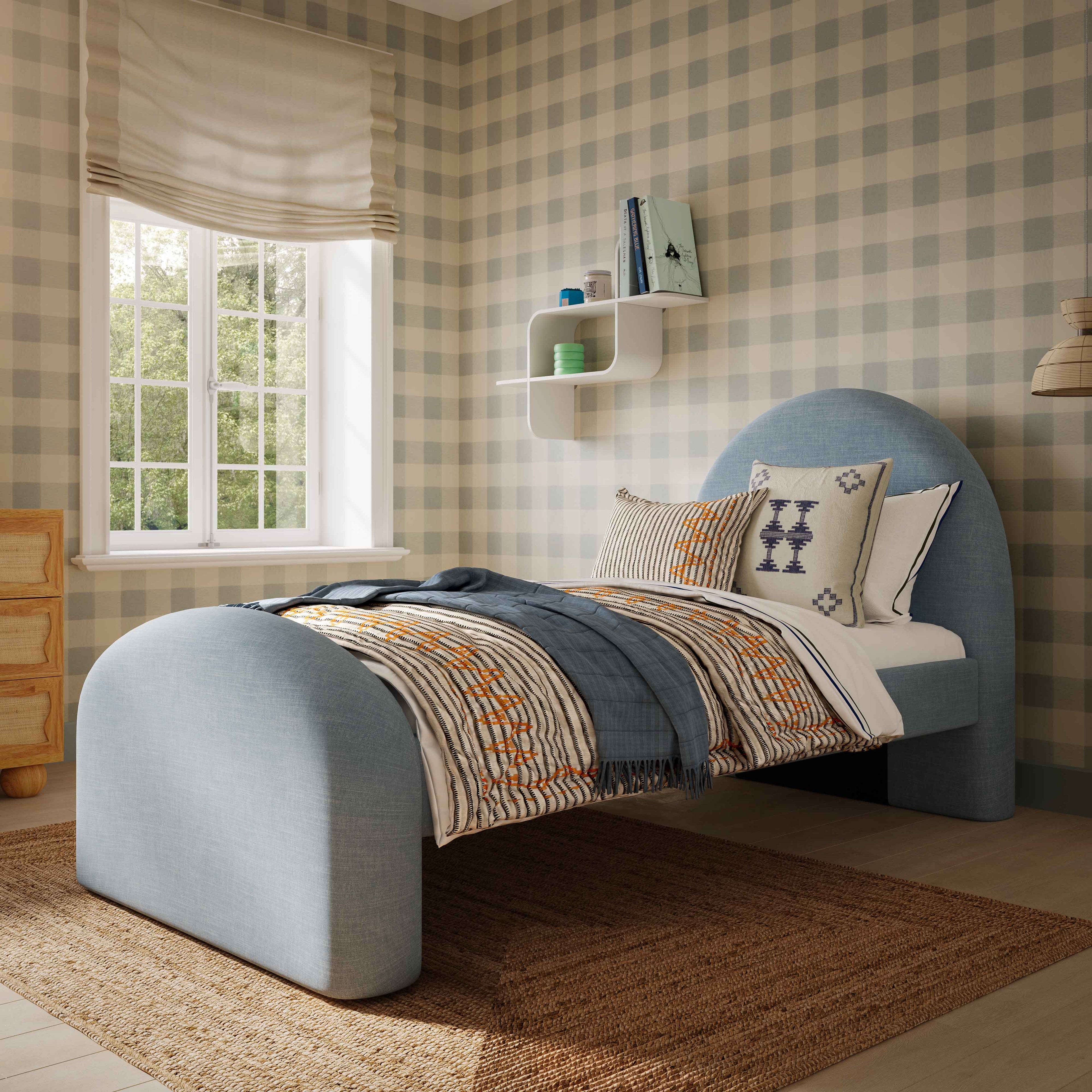 Moon Chambray Blue Performance Chenille Twin Bed