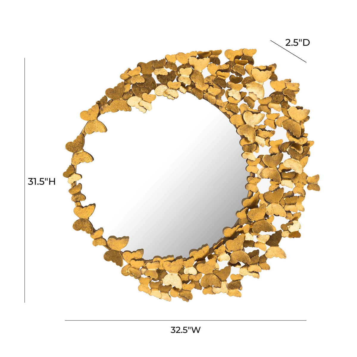 Butterfly 32.5"X31.5" Gold Mirror