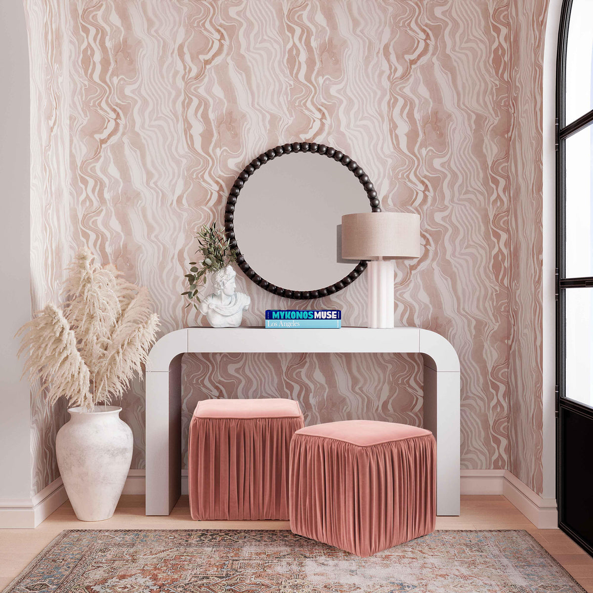 Baria 30" Wooden Round Wall Mirror