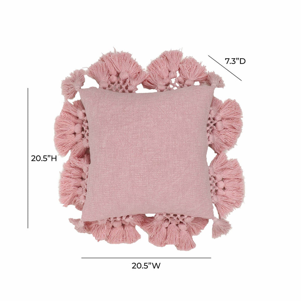 Stone Washed Denim Tasseled Pillow