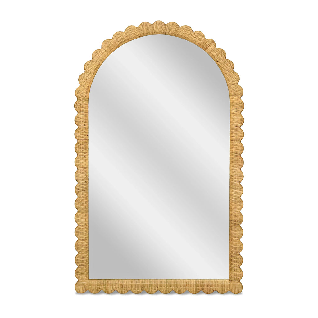Bama 48" x 79" Jumbo Natural Rattan Arched Wall Mirror