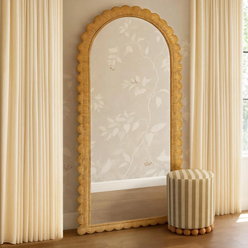 Bama 48" x 79" Jumbo Natural Rattan Arched Wall Mirror