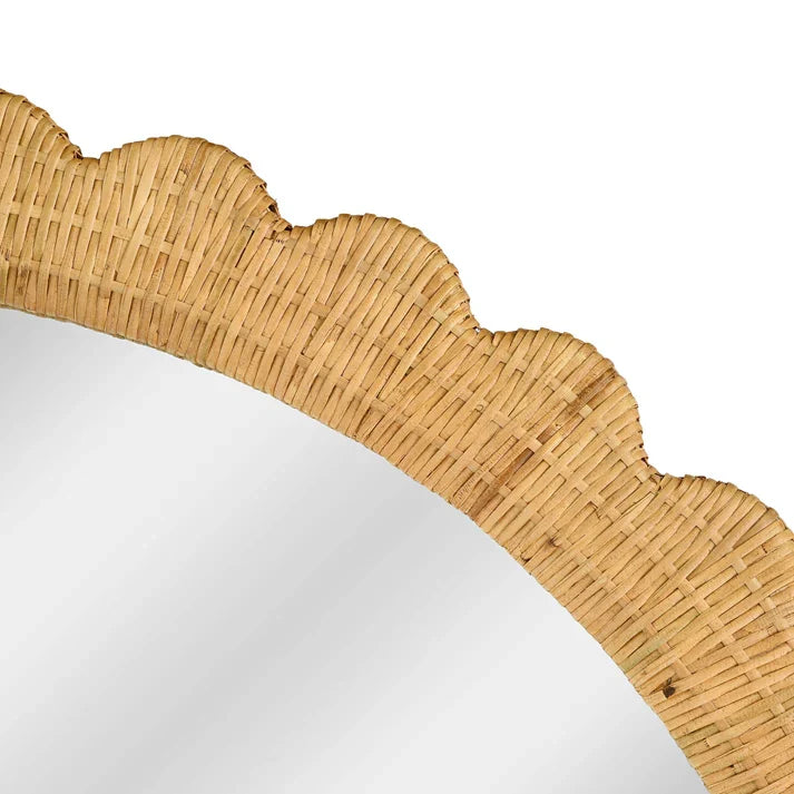 Bama 48" x 79" Jumbo Natural Rattan Arched Wall Mirror