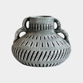 Earthenware Aztec Wide Flower Vase in Blue