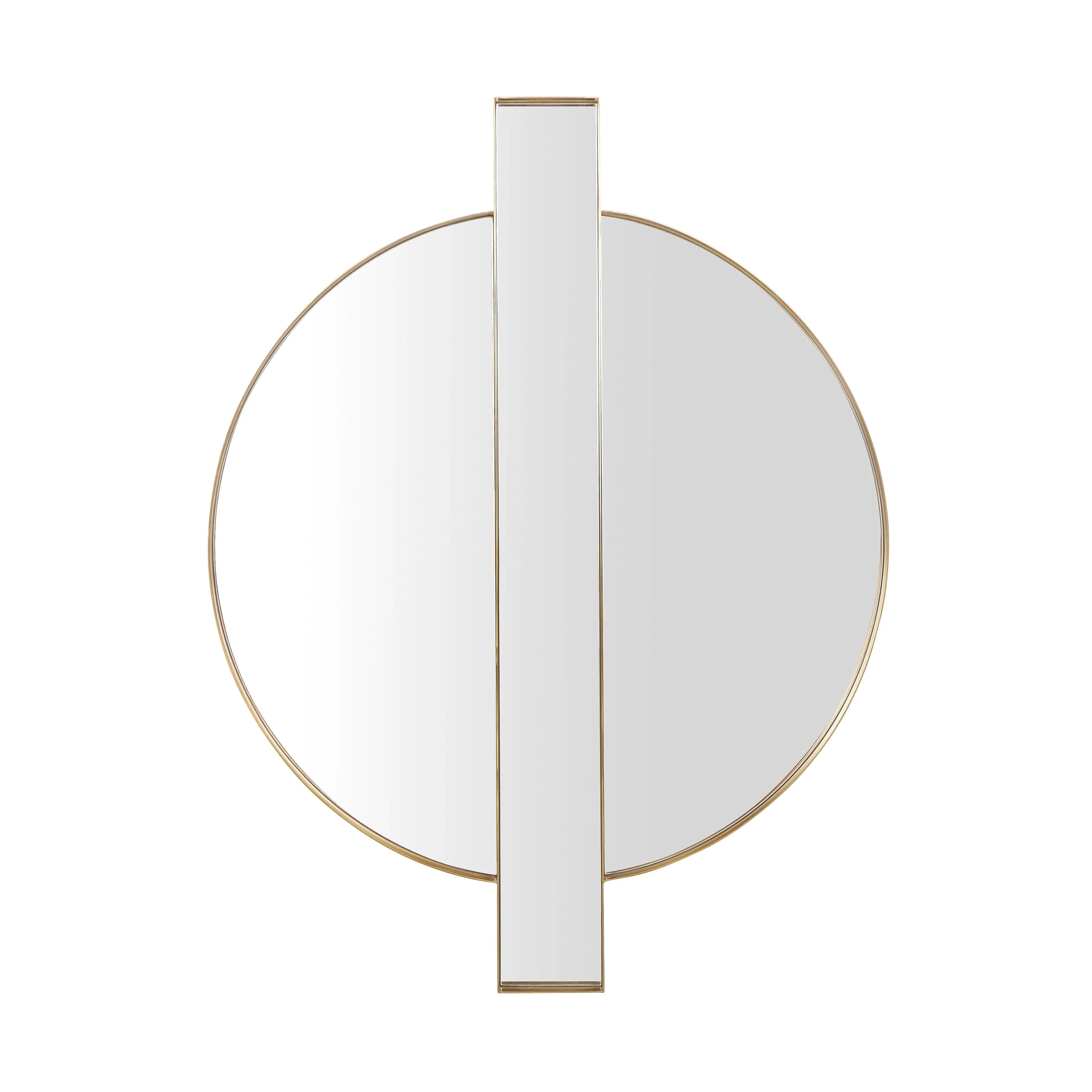 Carri 30"X39" Gold Round Wall Mirror