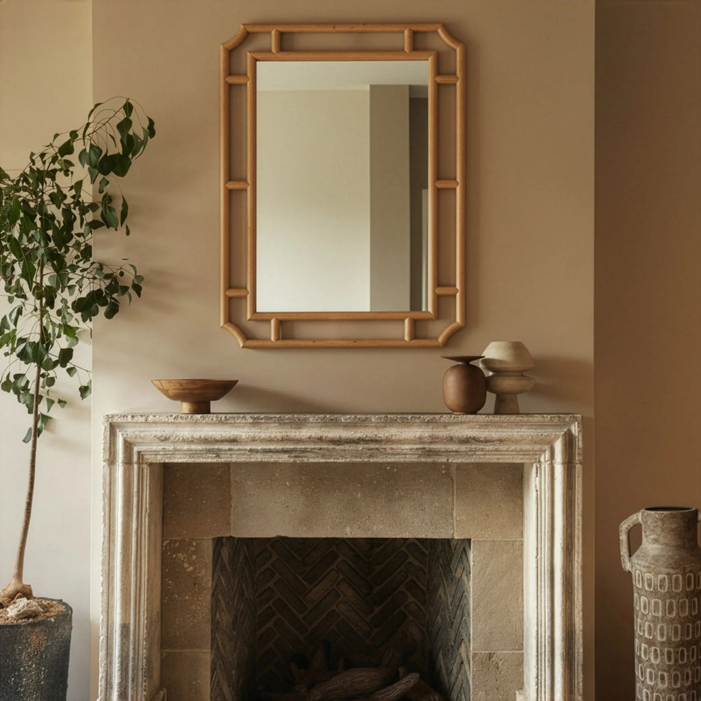Cienna 24"x32" Natural Rattan Wall Mirror