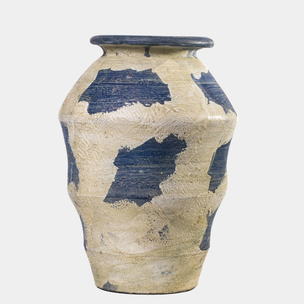 Visha Cream and Blue Terracotta Decorative Vase