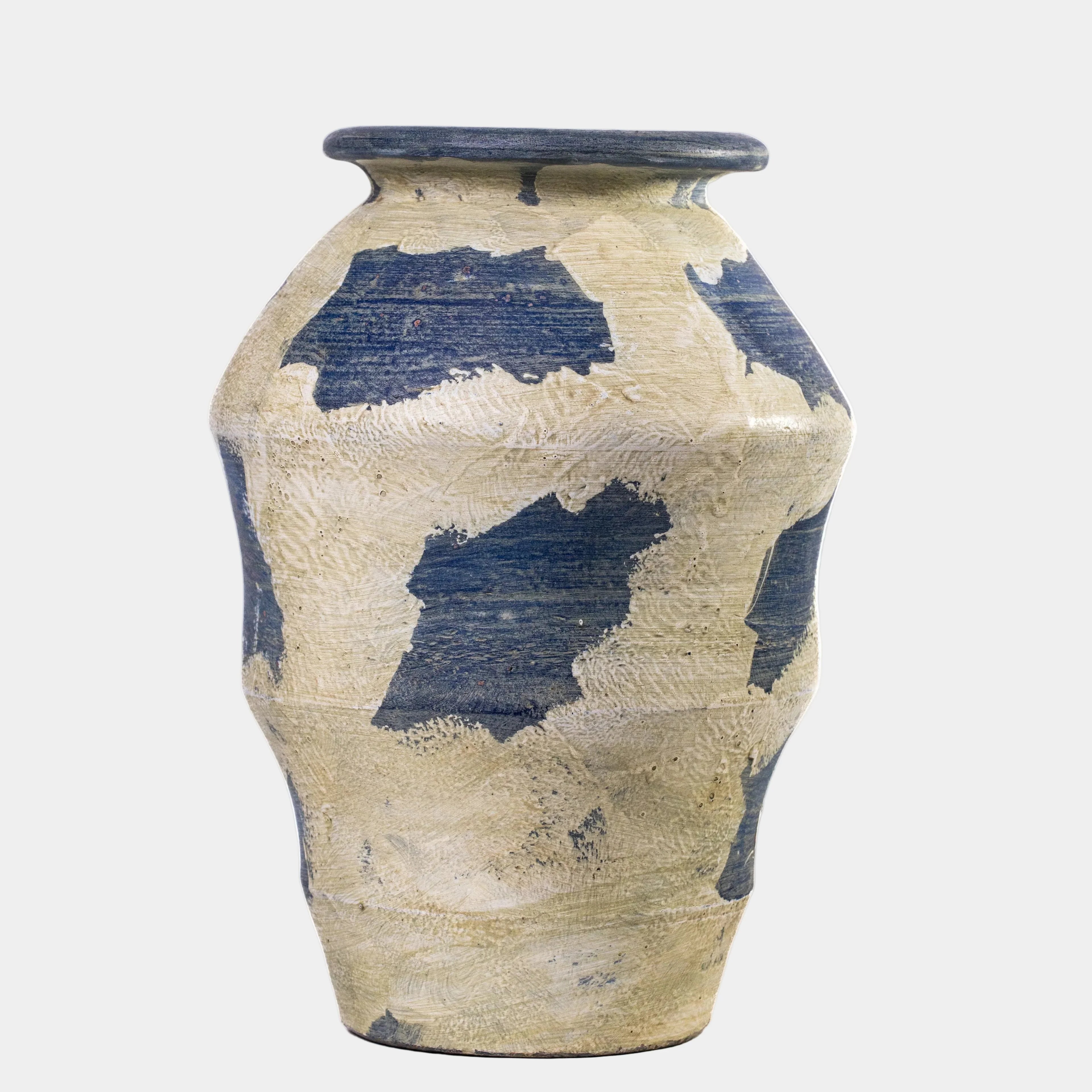 Visha Cream and Blue Terracotta Decorative Vase