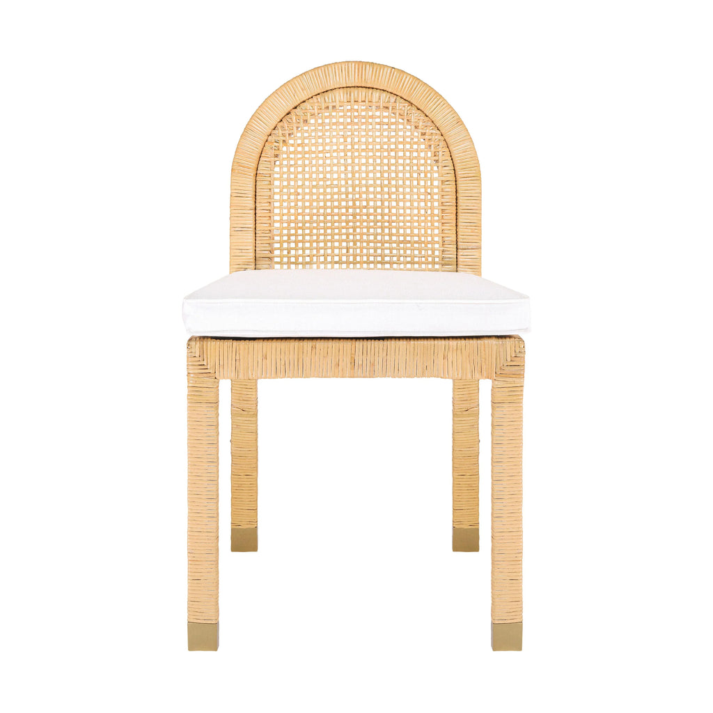 Amara Natural Rattan and Performance Fabric Arched Back Dining Chair
