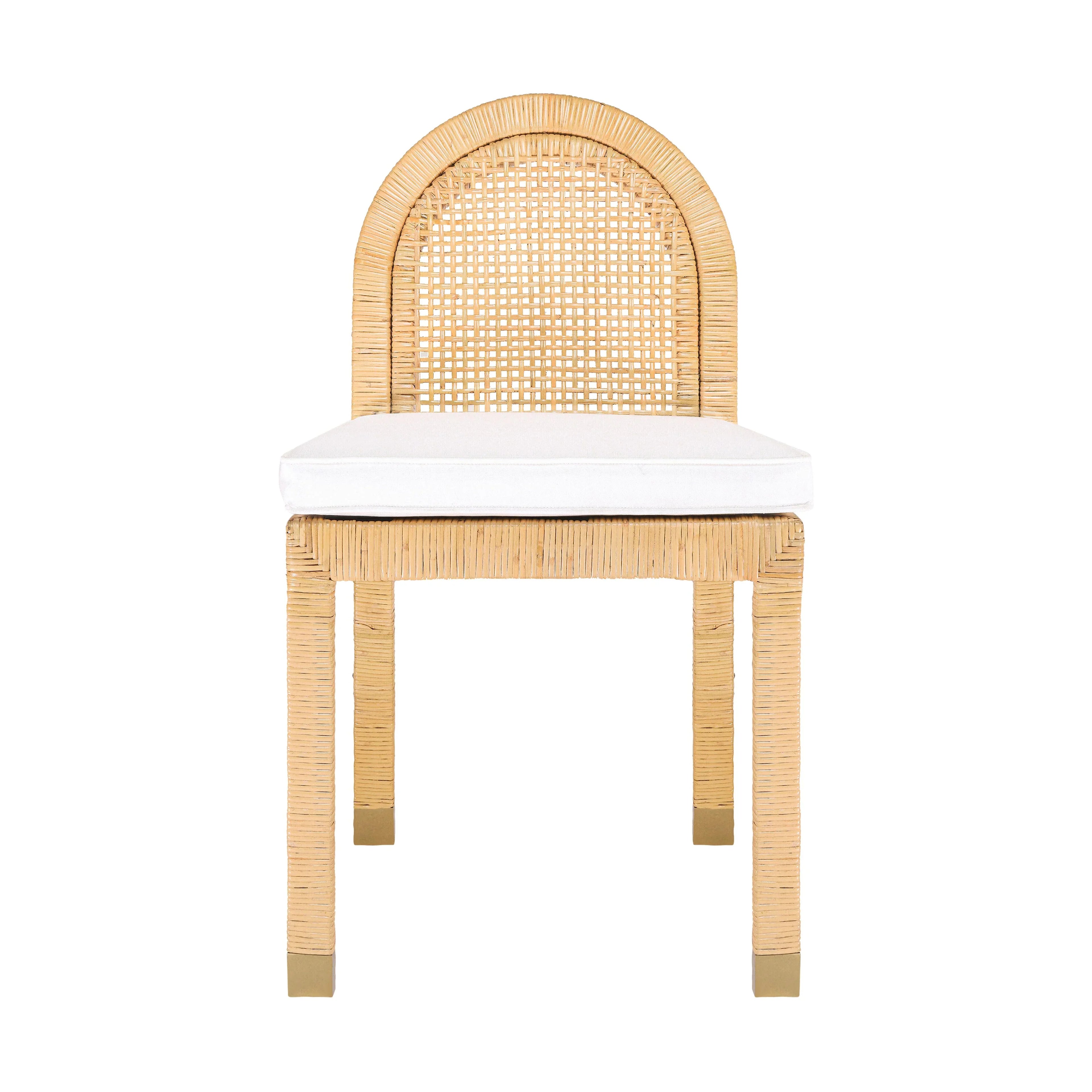 Amara Natural Rattan and Performance Fabric Arched Back Dining Chair