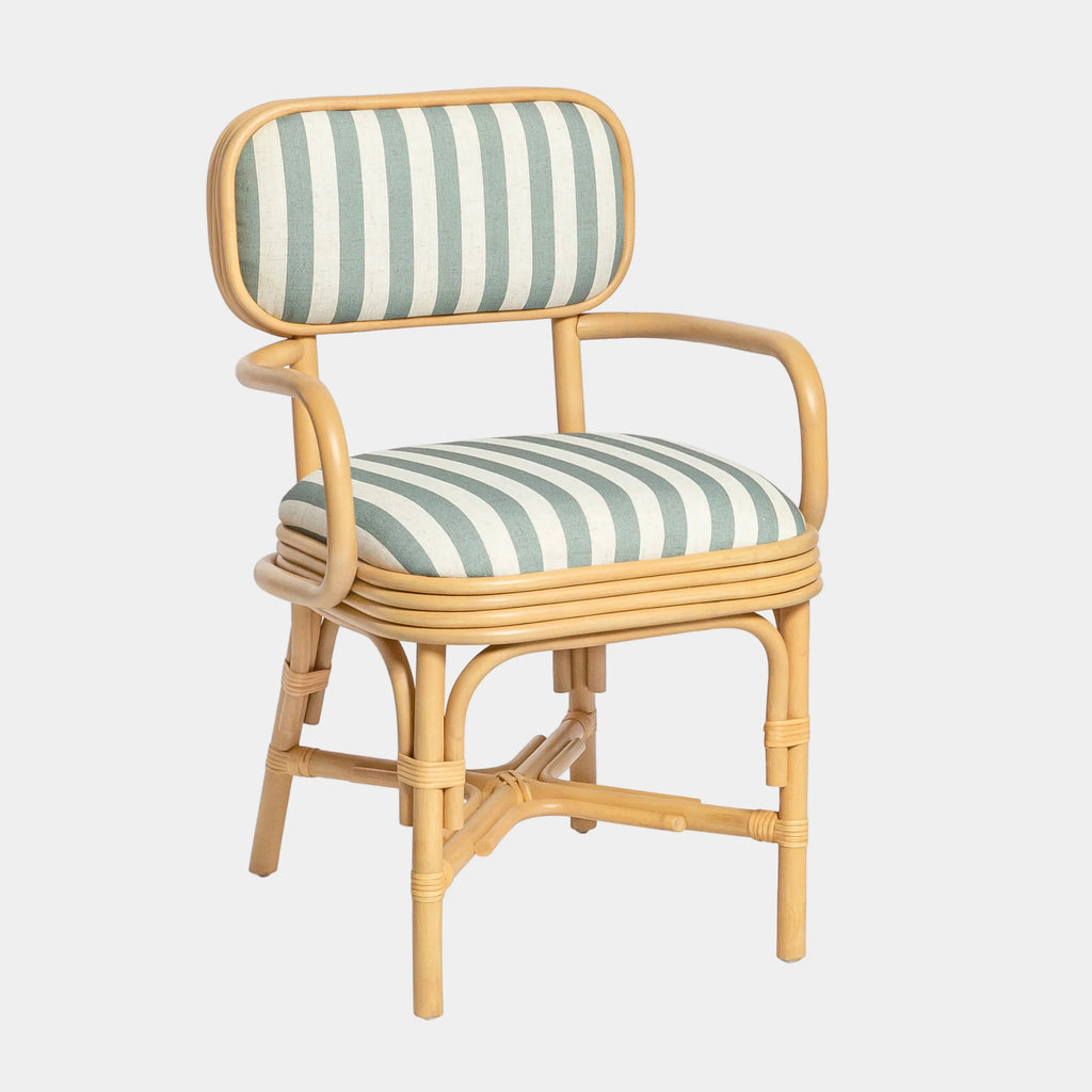 Dorine Striped Performance Linen & Rattan Dining Armchair
