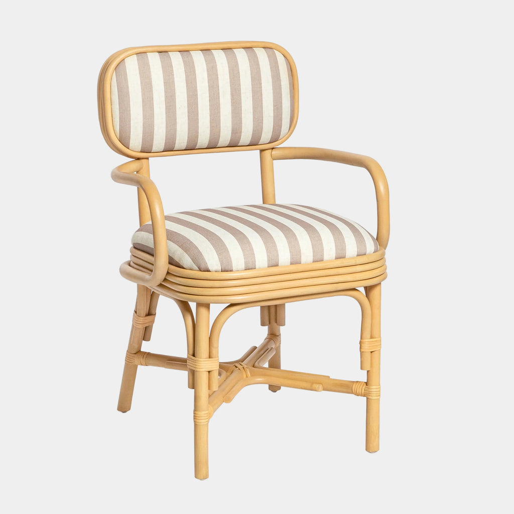 Dorine Striped Performance Linen & Rattan Dining Armchair