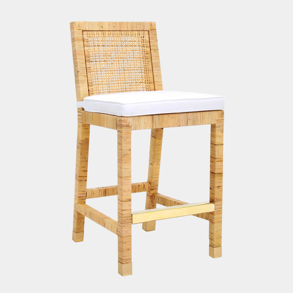 Amara Woven Rattan Performance Fabric Stool