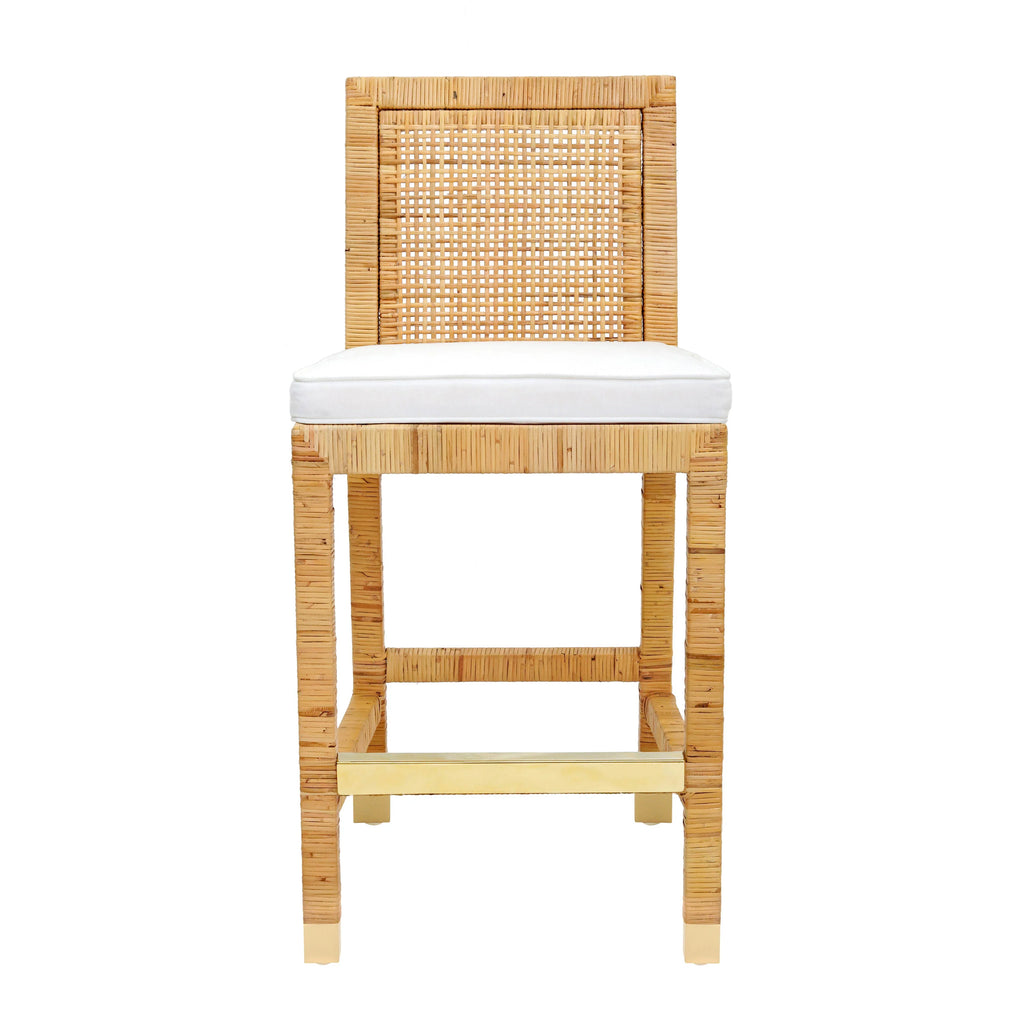 Amara Woven Rattan Performance Fabric Stool
