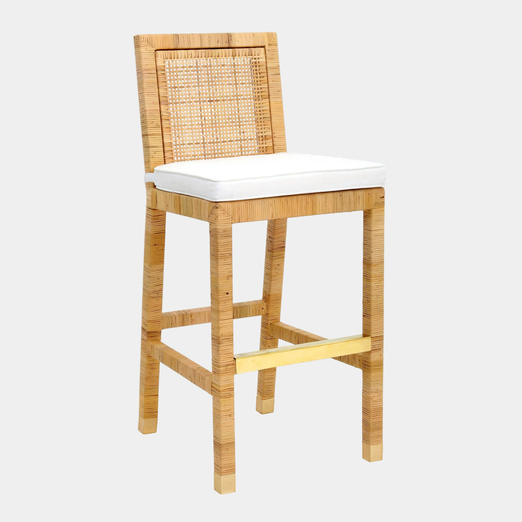 Amara Woven Rattan Performance Fabric Stool