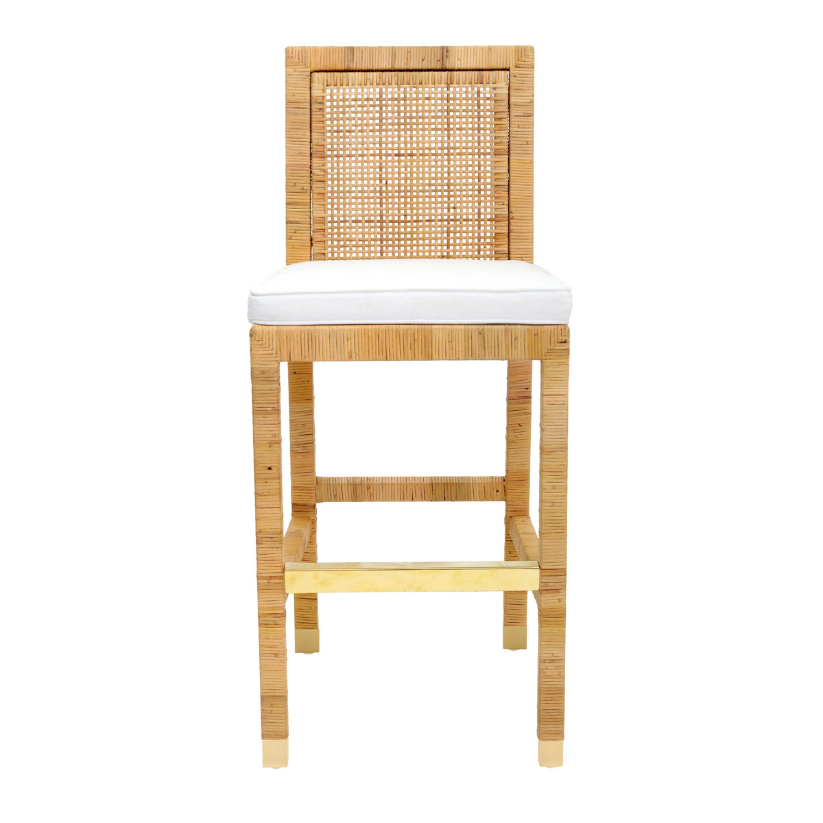 Amara Woven Rattan Performance Fabric Stool