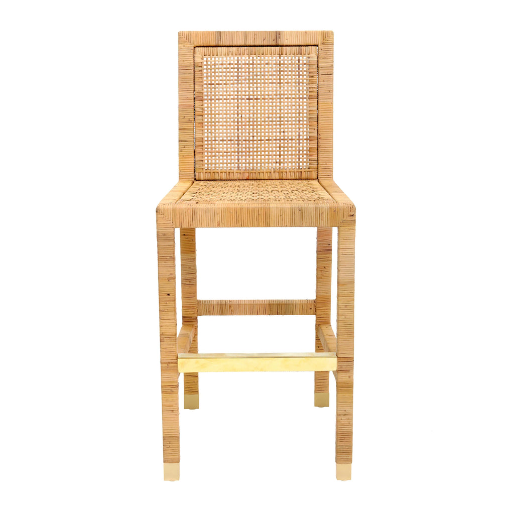 Amara Woven Rattan Performance Fabric Stool