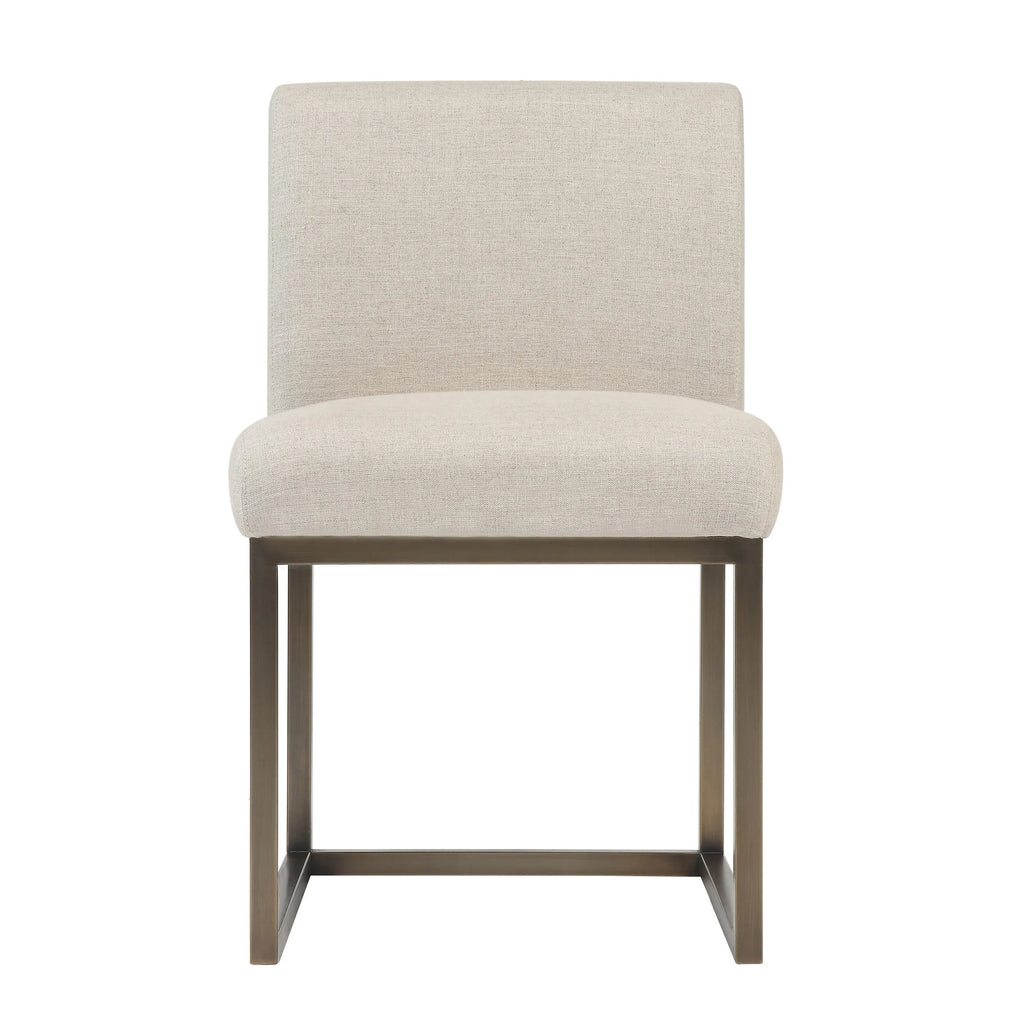 Haute Beige Linen Chair in Brass