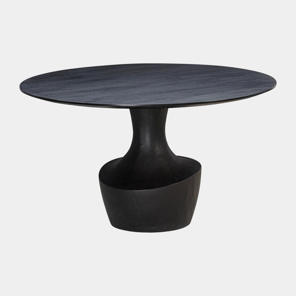 Gevra 54" Black Acacia & Faux Plaster Round Dining Table